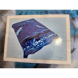 New Royal Queen Size Ocean World Dolphin Whale Tail Y2K Blanket